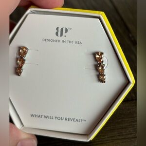 Bomb Party RBP 6698 “Luminous Smile” Hematite Smokey Topaz Earrings